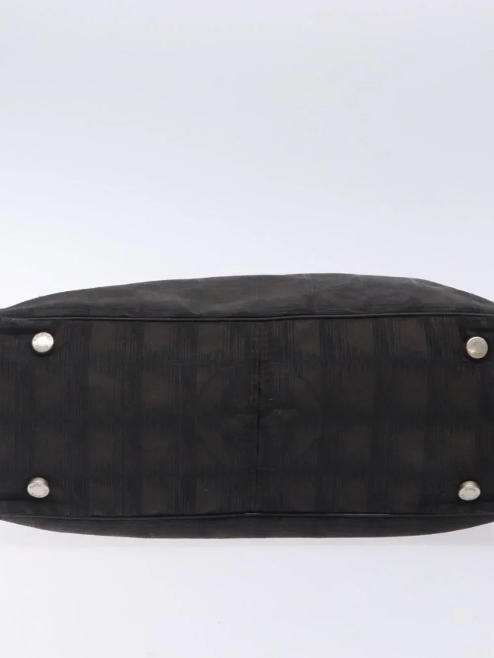 CHANEL New Travel Line Tote Bag Nylon Dark Brown Black CC Auth BA4258